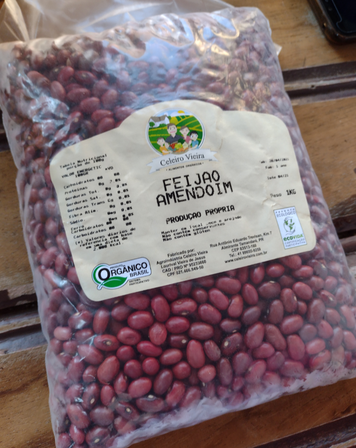 Feijão-Vermelho orgânico-Celeiro Vieira -1kg (tem 3kg)